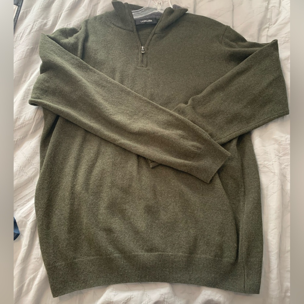 Olive Green Half-Zip Sweater